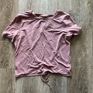 Lululemon Athletica Pink Crop Ruched Tie Front T-Shirt
